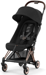 Коляска Cybex Coya Rosegold Frame Aton B2 i-Size Bay Blue Sepia Black с дождевиком и бампером