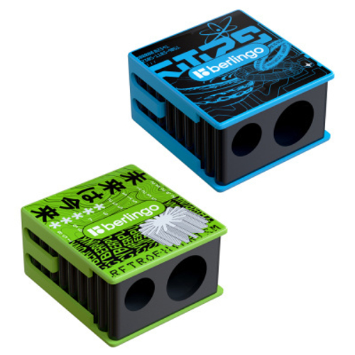 Точилка пластиковая Berlingo "Future Tech", с контейнером, 2 отверстия, ассорти