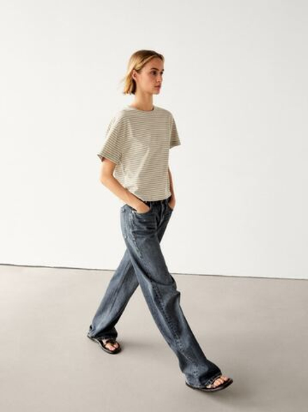 Massimo Dutti Футболка в полоску, дымчатый