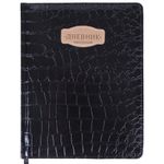 Дневник 1-11 класс 48 л., обложка кожзам (твердая), нашивка, BRAUBERG "CROCODILE", черный, 105481