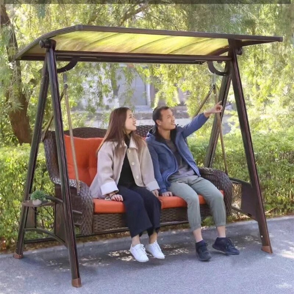 Качели Dragon из ротанга и алюминия, античная бронза