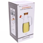 Бутылка стеклянная для специй 650мл «Хай-Тек» с бамбуковой крышкой