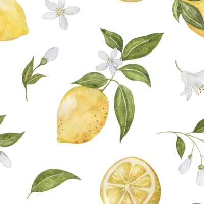 Лимонный узор на белом фоне