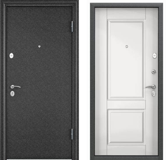 Входная cтальная дверь Torex Delta 100 чёрный шёлк D-27 КТ белый