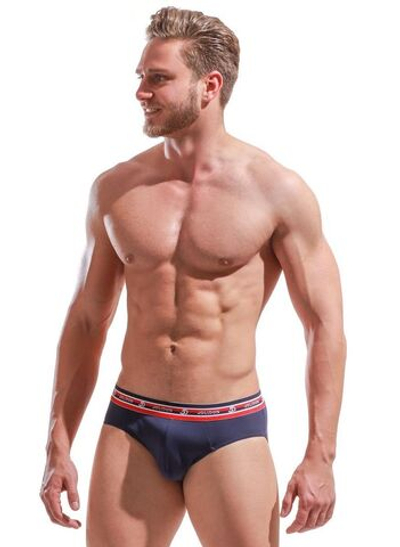 Мужские трусы-слипы с широкой резинкой в спортивном стиле (Размер: M) (Цвет: темно-синий)