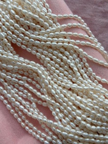 Жемчуг натуральный, рис 3,4мм, 3А