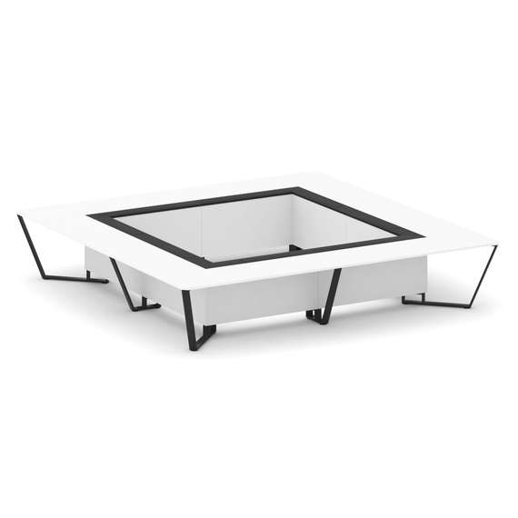 Steel Meet Стол переговорный квадратный KM-PR.B.SP-20K2 Белый Бриллиант/Графит Глянец/Металл Черный