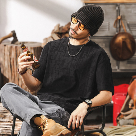 Мужская футболка с коротким рукавом фактурный жаккард,модная высококачественная.