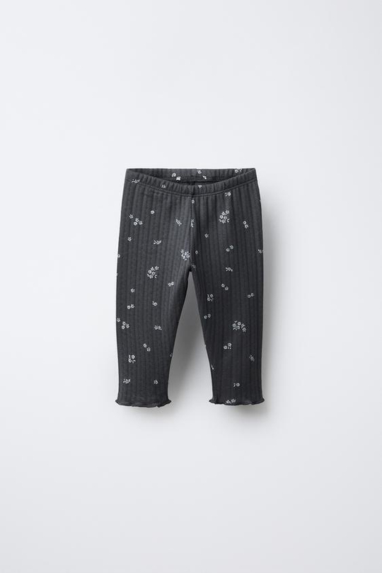 ZARA ЛЕГИНСЫ С ЦВЕТОЧНЫМ ПРИНТОМ, ТЕМНЫЙ АНТРАЦИТ