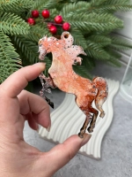 Новогодняя елочная игрушка Лошадка на дыбах