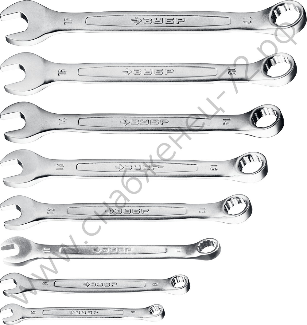 ЗУБР 8 шт, 6 - 17 мм, набор комбинированных гаечных ключей, Профессионал (27088-H8)