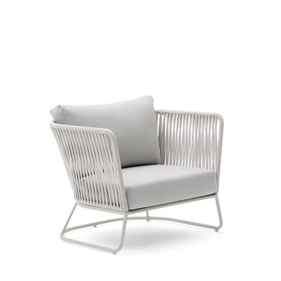 Уличное кресло Saconca из веревочного шнура и серой оцинкованной стали