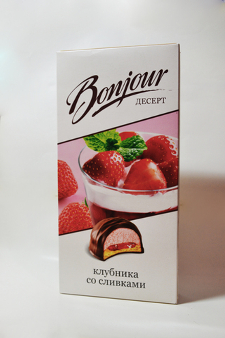 Десерт KONTI Бонжур souffle вкус клубники со сливками