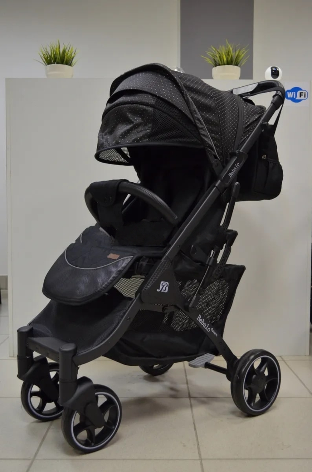 Коляска прогулочная Babalo 2022 Звезда текстиль на чёрной раме с сумкой