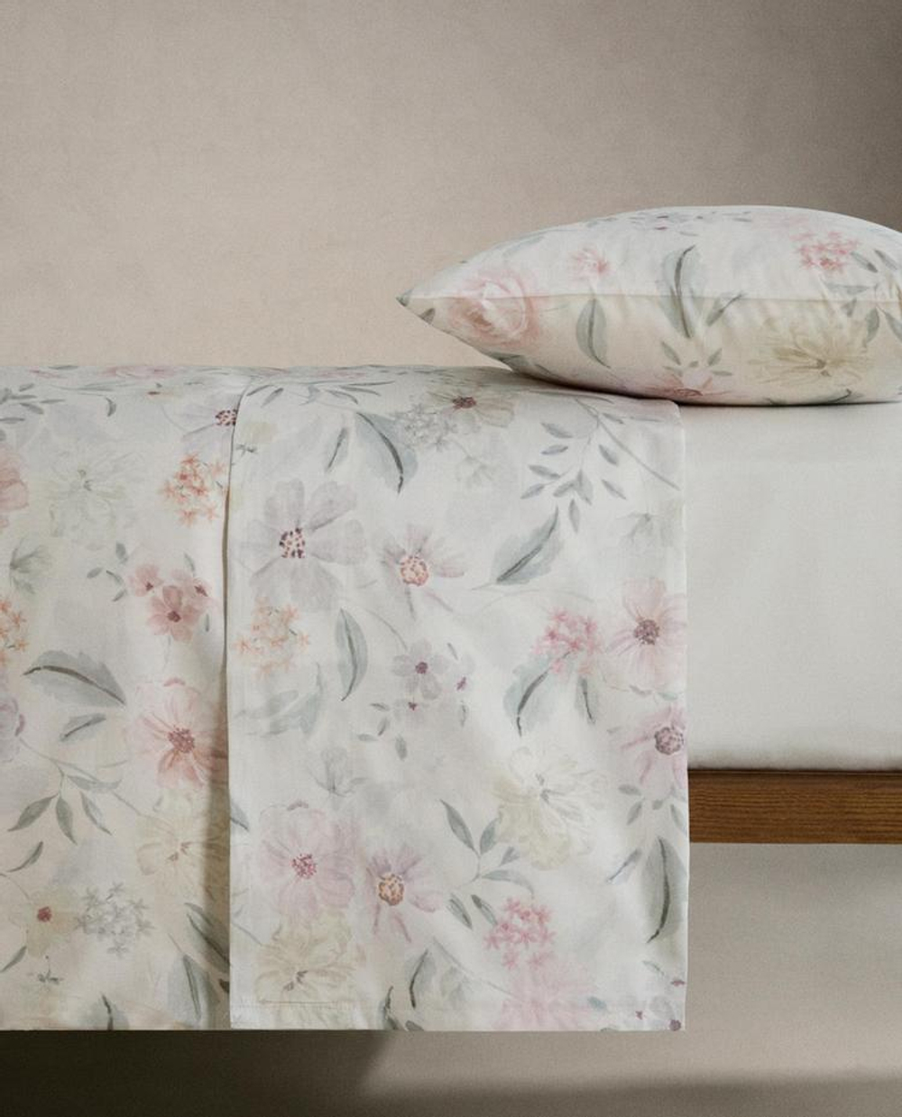 ZARA HOME ПОДОДЕЯЛЬНИК С ПРИНТОМ, ЖЕЛТОВАТО-БЕЛЫЙ