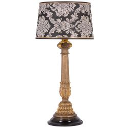 Настольная лампа Испанская Колонна Бронза с абажуром Тюссо Vatican (Ватикан) Черный