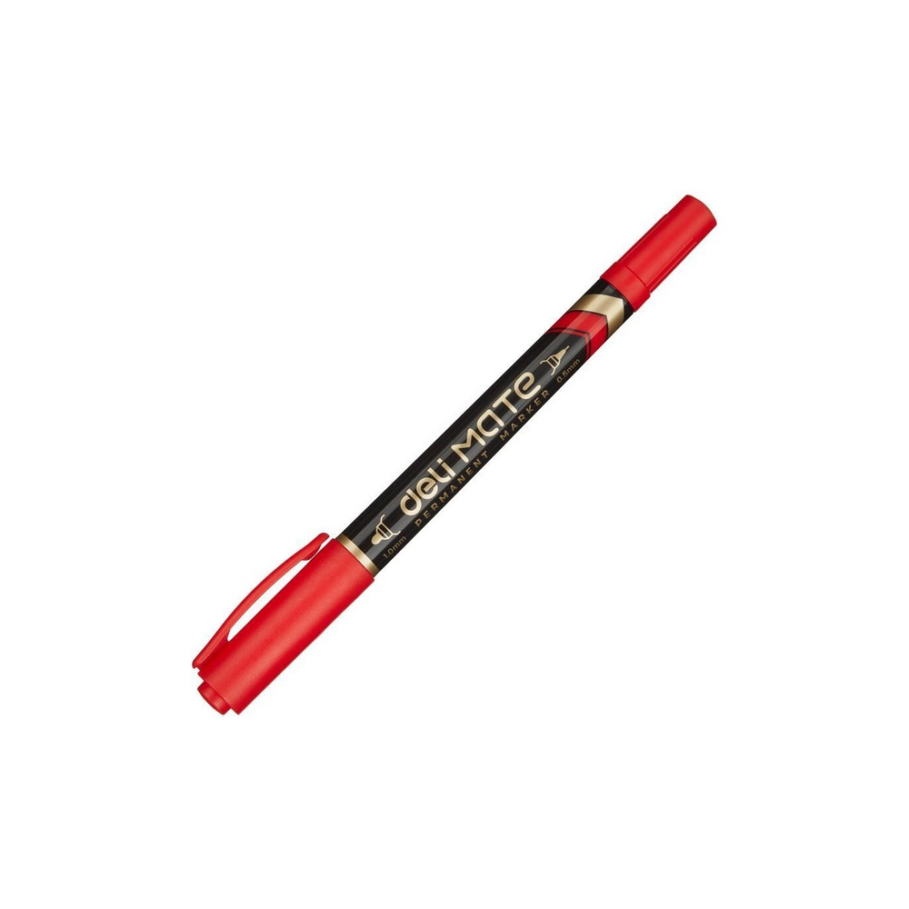 Маркер перм. 0.5-1.0 Deli Mate двойн. пиш.нак. красный EU10440