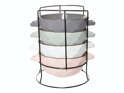 Набор бульонниц 4 предмета 630мл на подставке "Стиль" (84860)