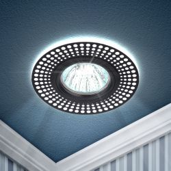 DK LD41 WH/BK Светильник ЭРА декор cо светодиодной подсветкой MR16, белый/черный | Встраиваемые LED светильники