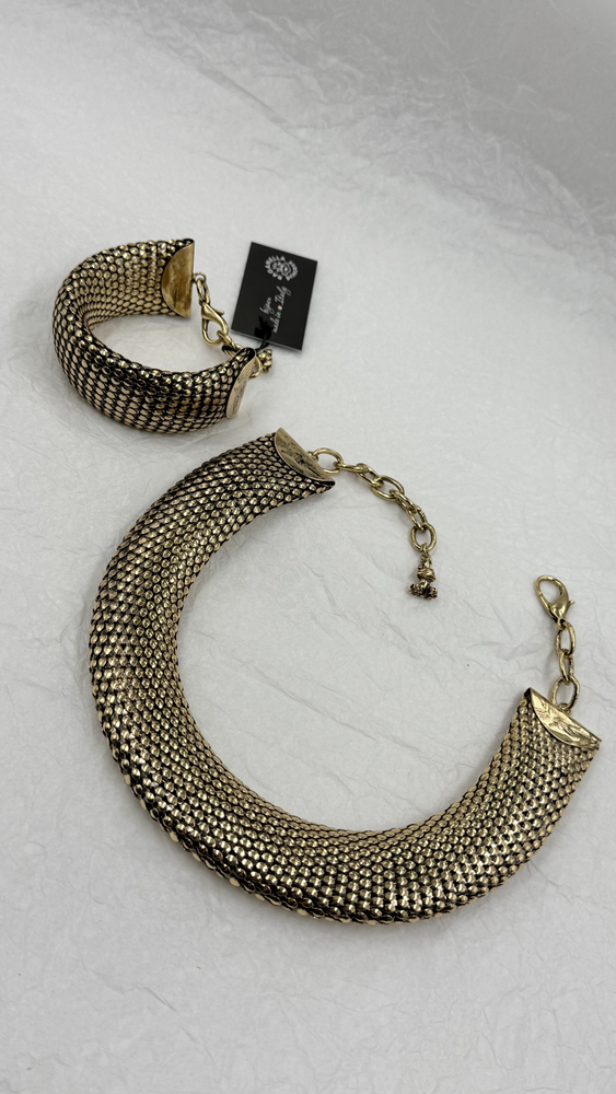 Колье широкая плоская цепь "змея" в винтажном стиле, оттенок золото антик Колье широкая плоская цепь "змея" в винтажном стиле, оттенок золото антик