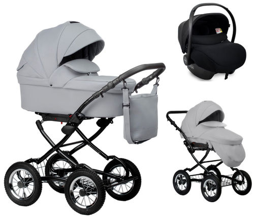 Детская коляска Indigo Barbara Eco Classic 3 в 1 с автокреслом Avionaut Cosmo Be04 св.серая кожа