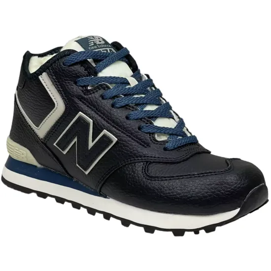 Кроссовки New Balance 574 High Leather Blue с мехом
