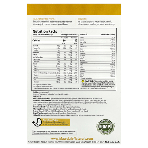 Macrolife Naturals, Macro Meal®, протеиновый порошок, со вкусом шоколада, 10 пакетиков по 45 г (1,6 унции)