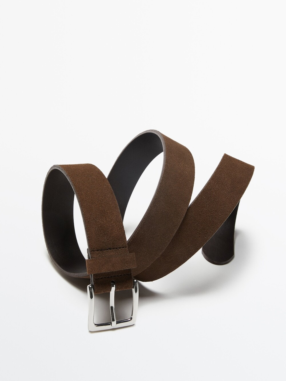 Massimo Dutti Замшевый кожаный ремень, табачный