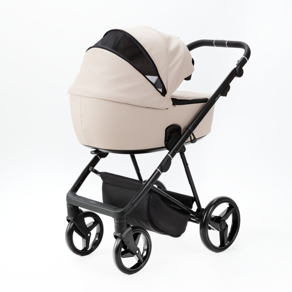 Детская универсальная коляска adamex Blanc 2 в 1 Deluxe BL-SA7 Светло-бежевая экокожа