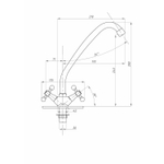 Смеситель для кухни 1/2 кер ПРОФСАН ПСМ-127-89 "СТАНДАРТ А" выс.пов.излив, б/подв, п/гайку ХРОМ