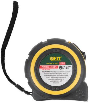 Рулетка "Смарт", калибр.лента, нейлон.покр., магн.крючок, прорезиненный корпус 7,5 м х 25 мм
