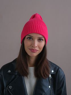 Шапка вязаная-резинка весенняя/осенняя хлопковая КЭП(Фуксия)