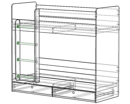 Кровать двухъярусная ТЕНРИ-2 с ящиками левая