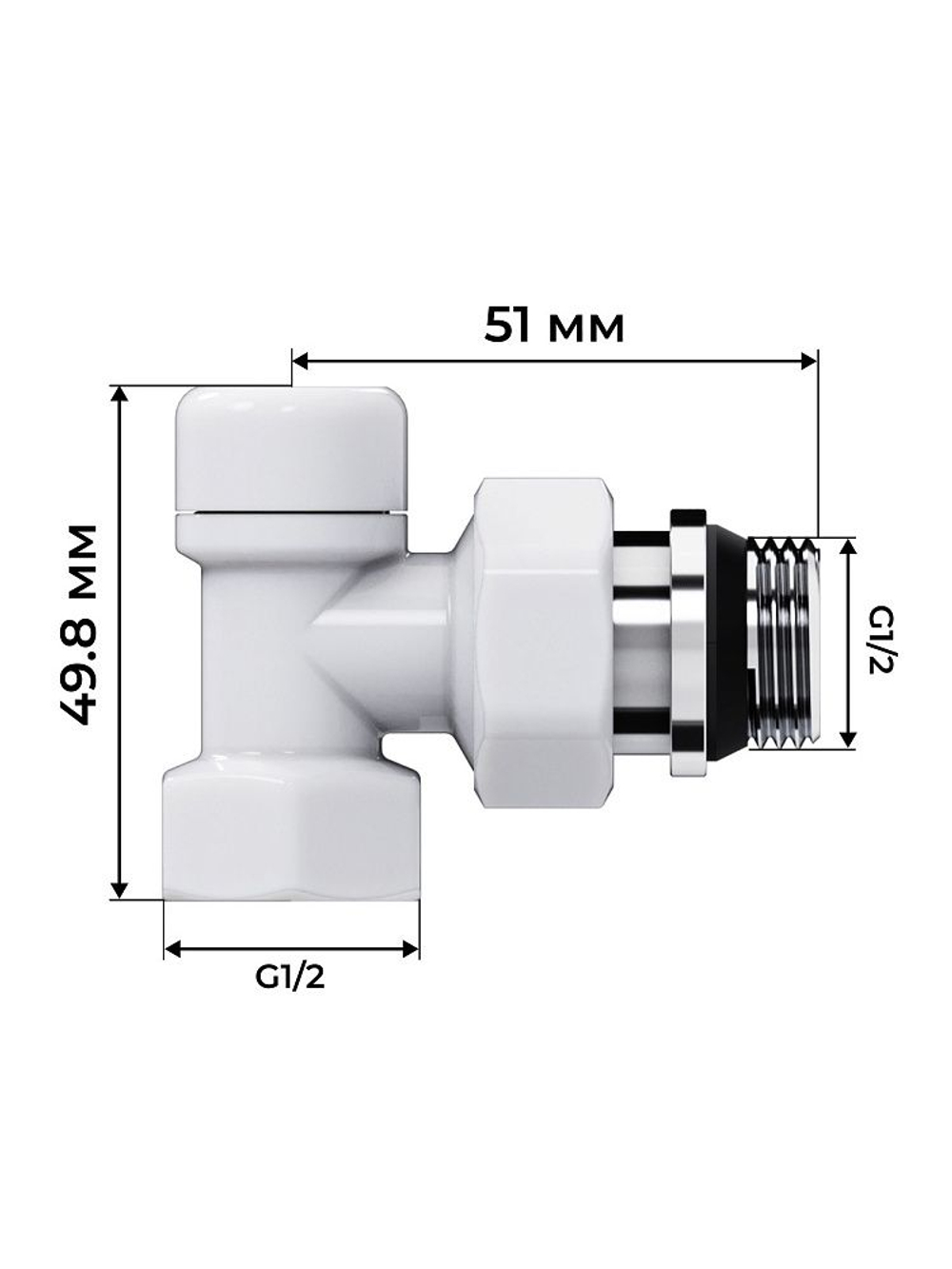 Набор термостатический угловой для радиатора Royal Thermo Design 1/2"М30х1,5 белый (RATVDU11212WH)