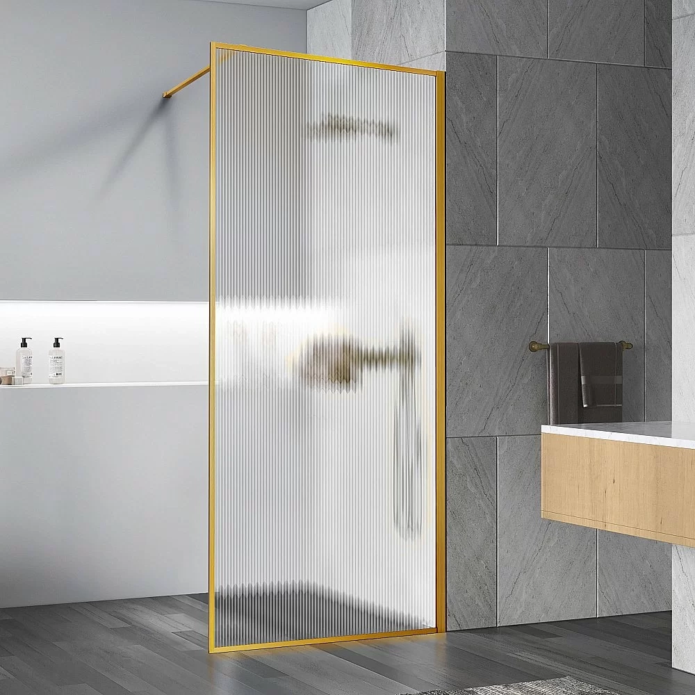 Душевая перегородка Vincea Walk-In VSW-1HP120FLBG 120 стекло рифленое/профиль брашированное золото