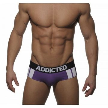 Мужские трусы брифы фиолетовые Addicted purple sportive stripes brief H71