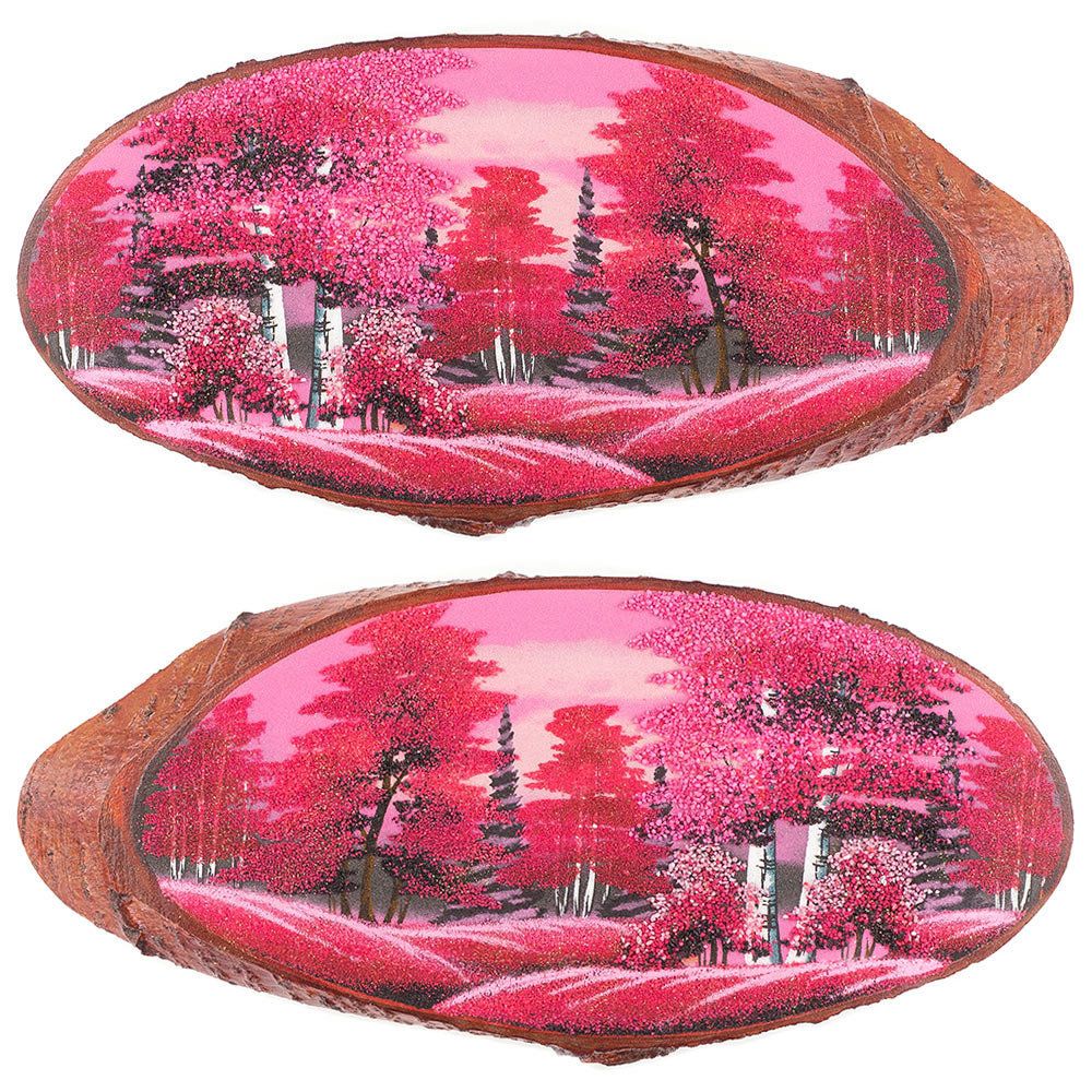 Панно на срезе дерева &quot;Розовый закат&quot; горизонтальное 50-55 см R120052