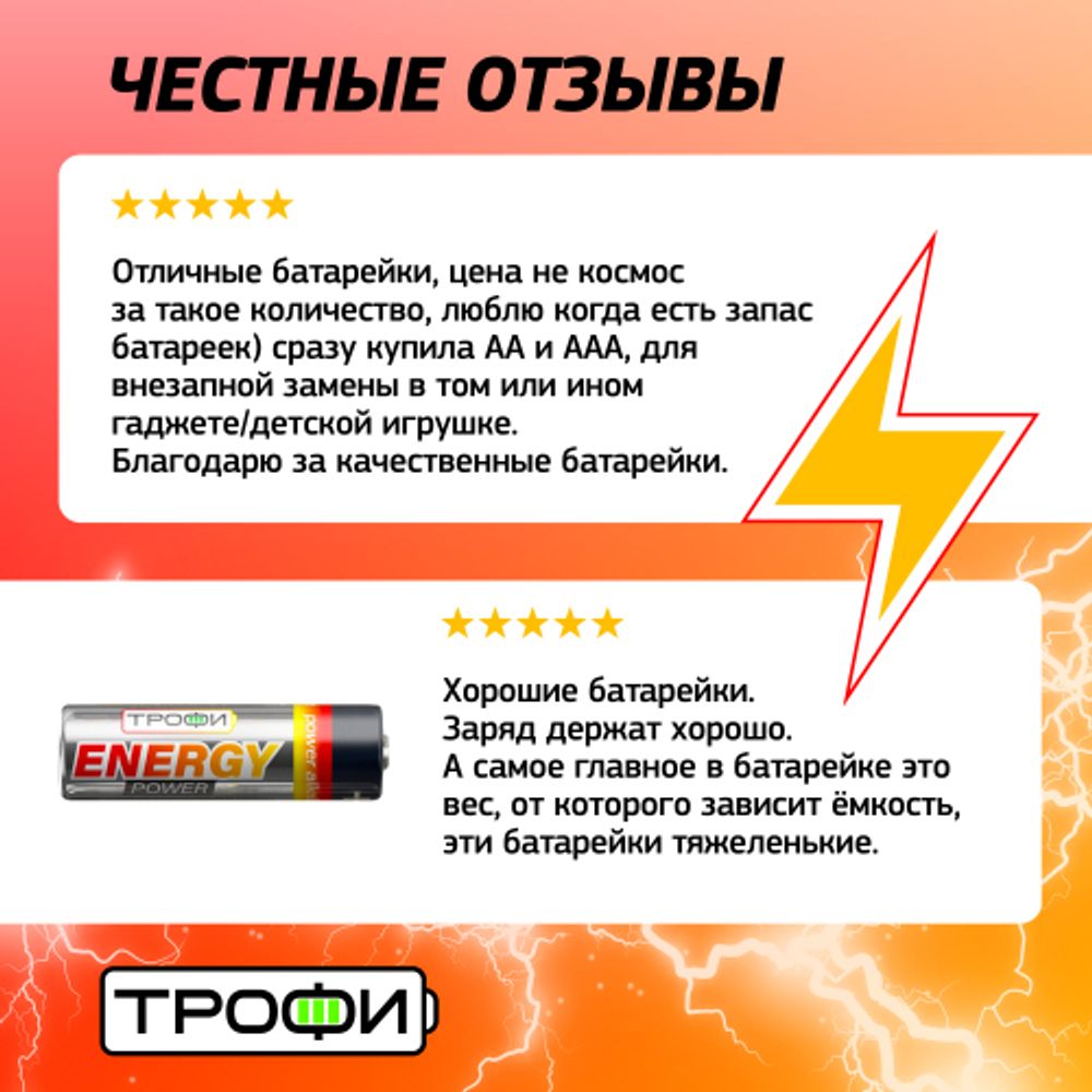 Батарейки Трофи LR6-24 bulk ENERGY POWER Alkaline