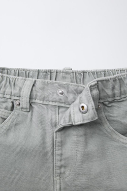 ZARA БРЮКИ BAGGY ИЗ ТВИЛА С ЗАЩИПАМИ, ЖЕМЧУЖНО-СЕРЫЙ