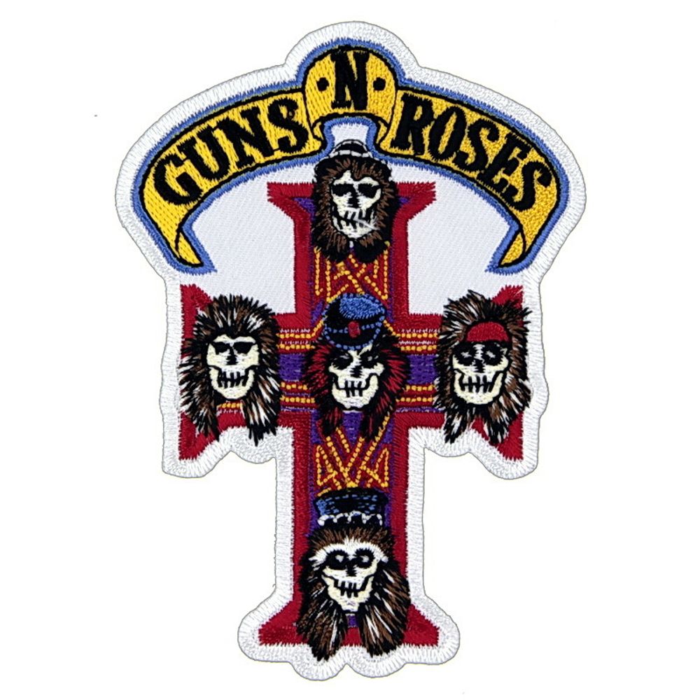 Нашивка Guns N Roses (крест, белая)