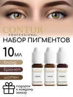 Набор пигментов для бровей Contur Professional 3 шт. Блонд, Шатен, Брюнет.