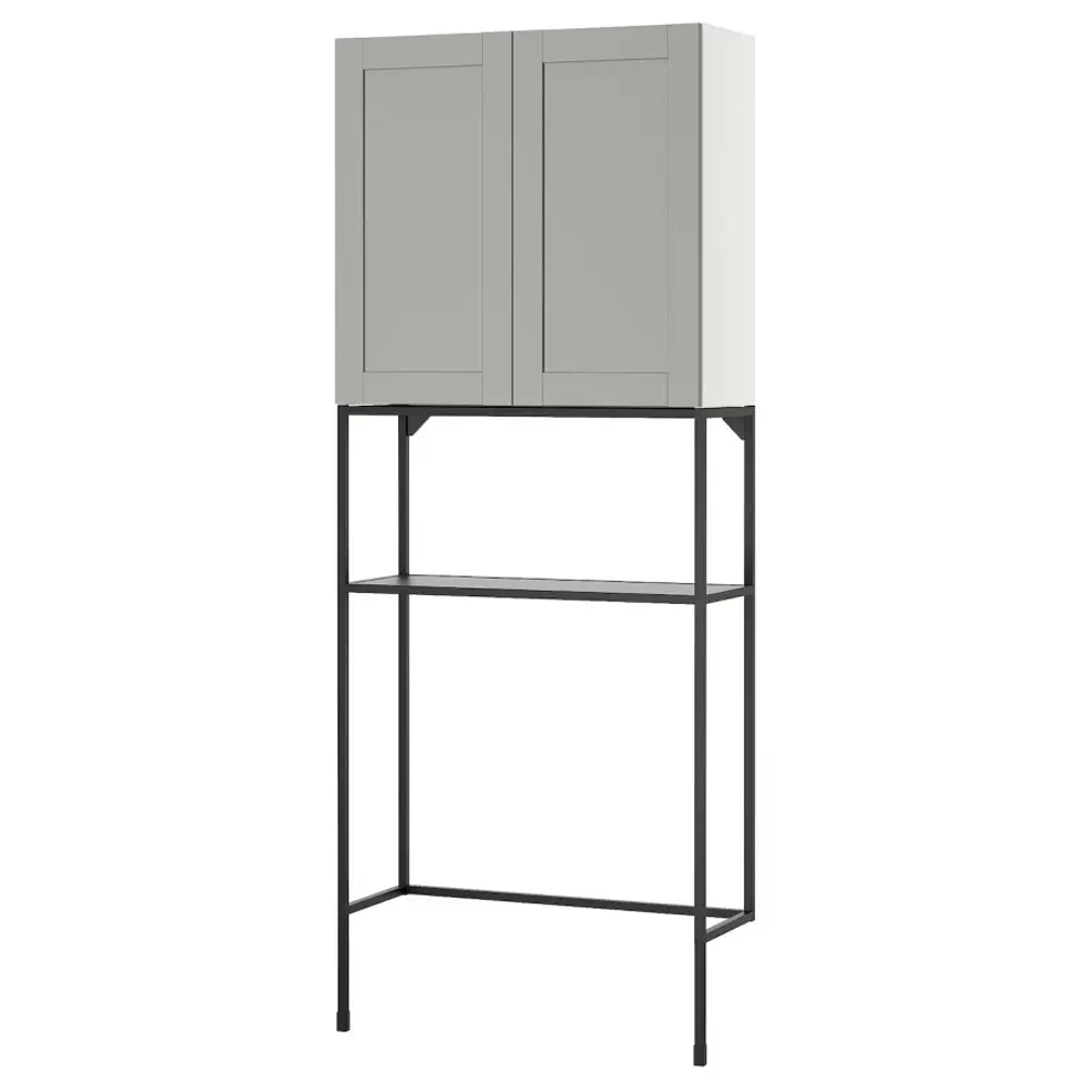 Комбинация для ванной - IKEA ENHET, 80х32х204 см, серый/антрацит, ЭНХЕТ ИКЕА