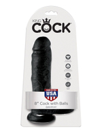 Чёрный фаллоимитатор 8" Cock with Balls - 21,3 см.