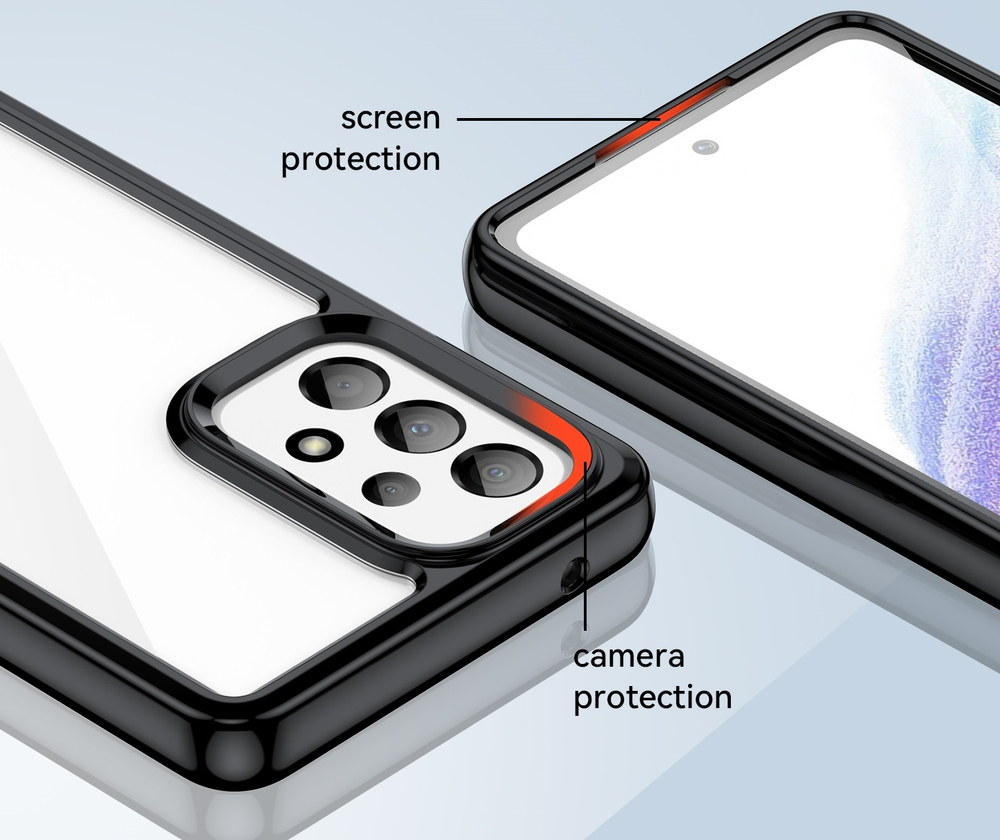 Двухкомпонентный усиленный чехол с черными рамками на Samsung Galaxy A53 5G, мягкий отклик кнопок