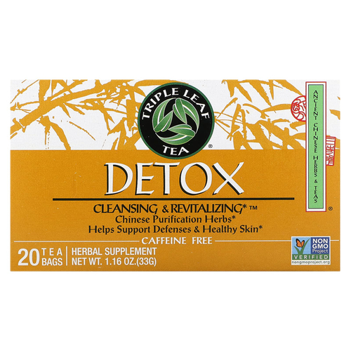 Triple Leaf Tea, детокс, без кофеина, 20 чайных пакетиков, 33 г