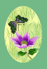 "Бабочка и клематис"-104ОТ открытка