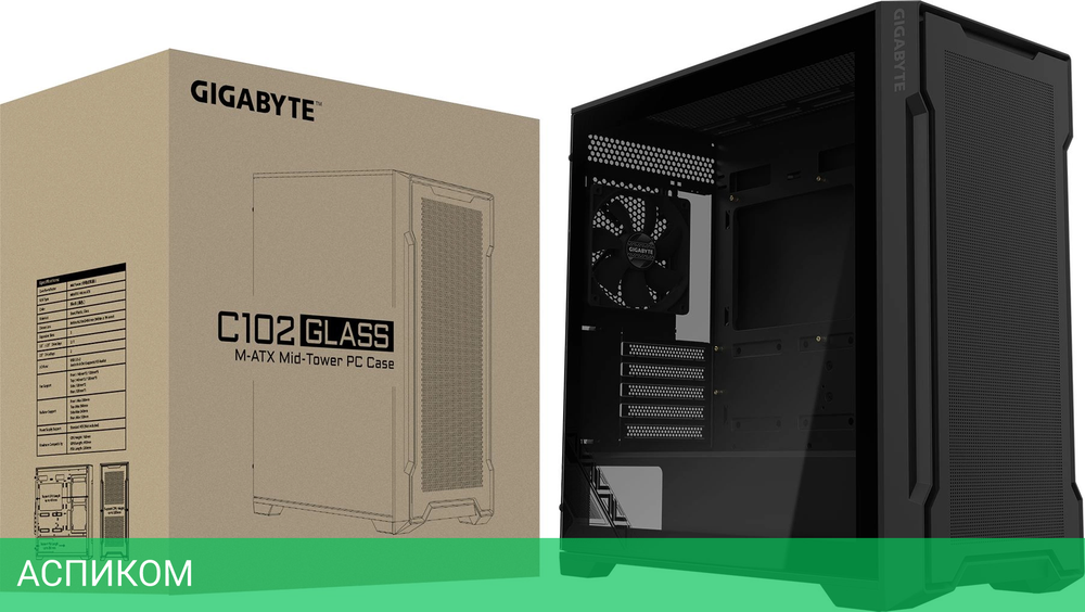 Корпус Gigabyte C102 Glass без БП черный (GB-C102G)