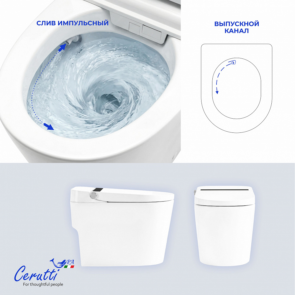 Унитаз напольный Ceruttispa АФРА (AFRA) Smart CT12152 с дистанционным управлением (680x440x395)