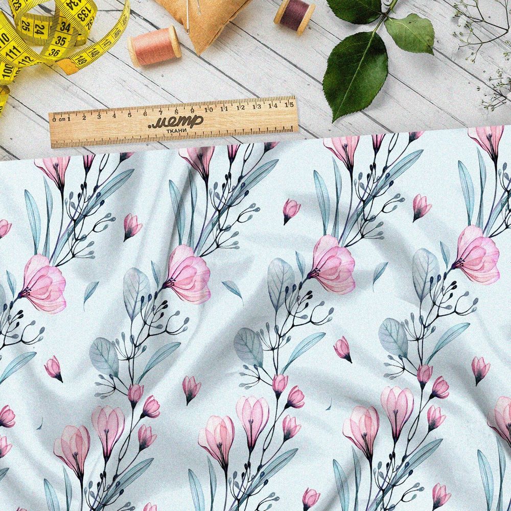 Ткань мембрана веточки магнолии с цветами
