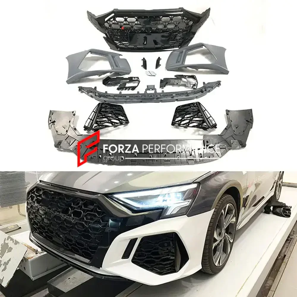 Передний бампер с решеткой радиатора для AUDI A3 8Y 2020 - 2021 в стиле RS3